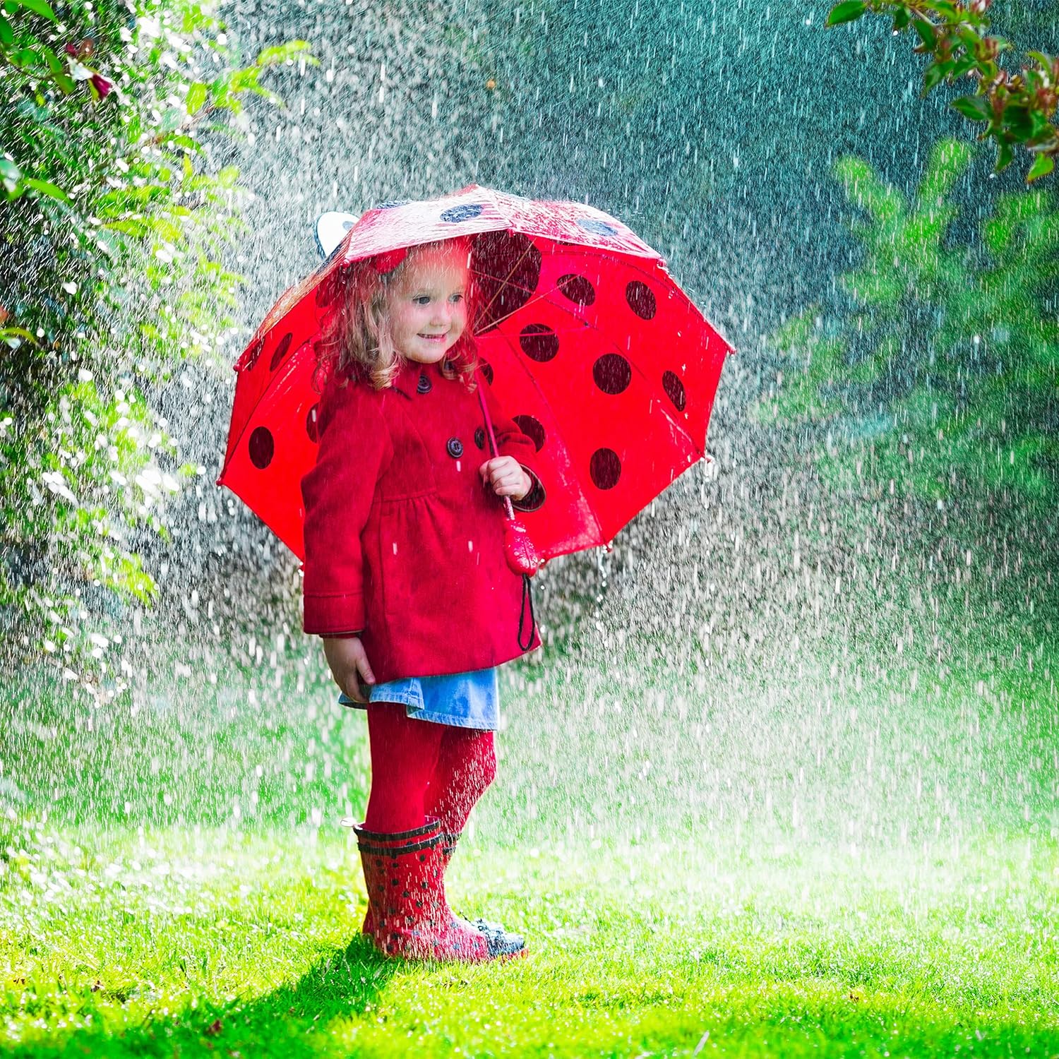 relaxdays Kinder-Regenschirm Lowe blau
