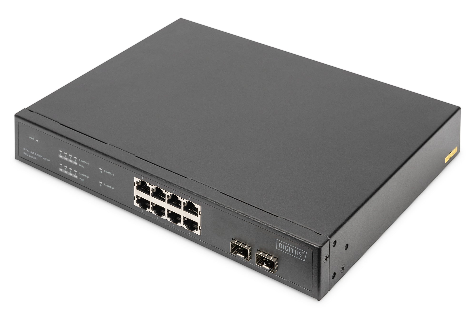 Digitus 8 Port Gigabit PoE Switch, 19 Inch, Unmanaged, 2 SFP Uplink