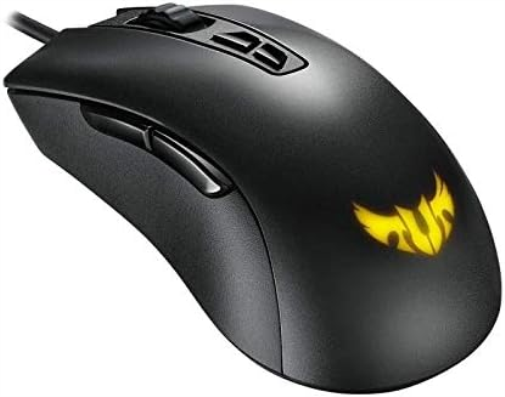 ASUS TUF Gaming M3 ergonomic wired RGB gaming mouse with 7000-dpi sensor, lightweight build, durable coating, heavy-duty switches, seven programmable buttons and Aura Sync Wired black