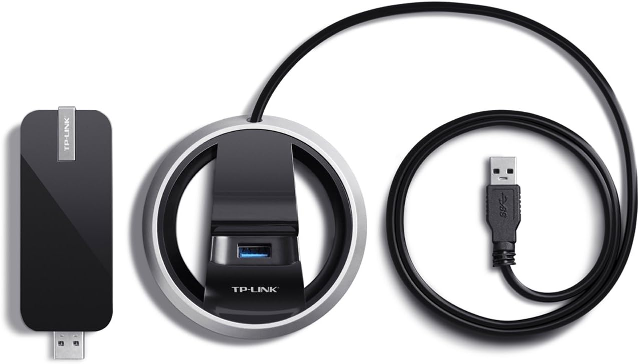 TP-Link AC1900 High Gain Wireless Dual Band USB Adapter for PC, Desktop, Laptop and Tablet (Supports Windows XP/7/8/8.1/10/11, OS X (10.9–10.13), Beamforming Technology, WPS Button) (Archer T9UH) AC1900 Mbps High Gain