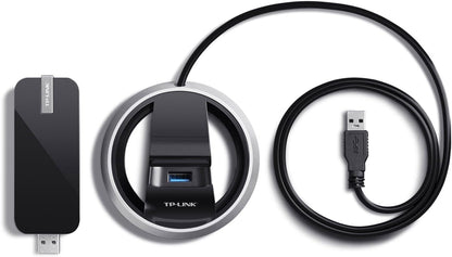 TP-Link AC1900 High Gain Wireless Dual Band USB Adapter for PC, Desktop, Laptop and Tablet (Supports Windows XP/7/8/8.1/10/11, OS X (10.9–10.13), Beamforming Technology, WPS Button) (Archer T9UH) AC1900 Mbps High Gain