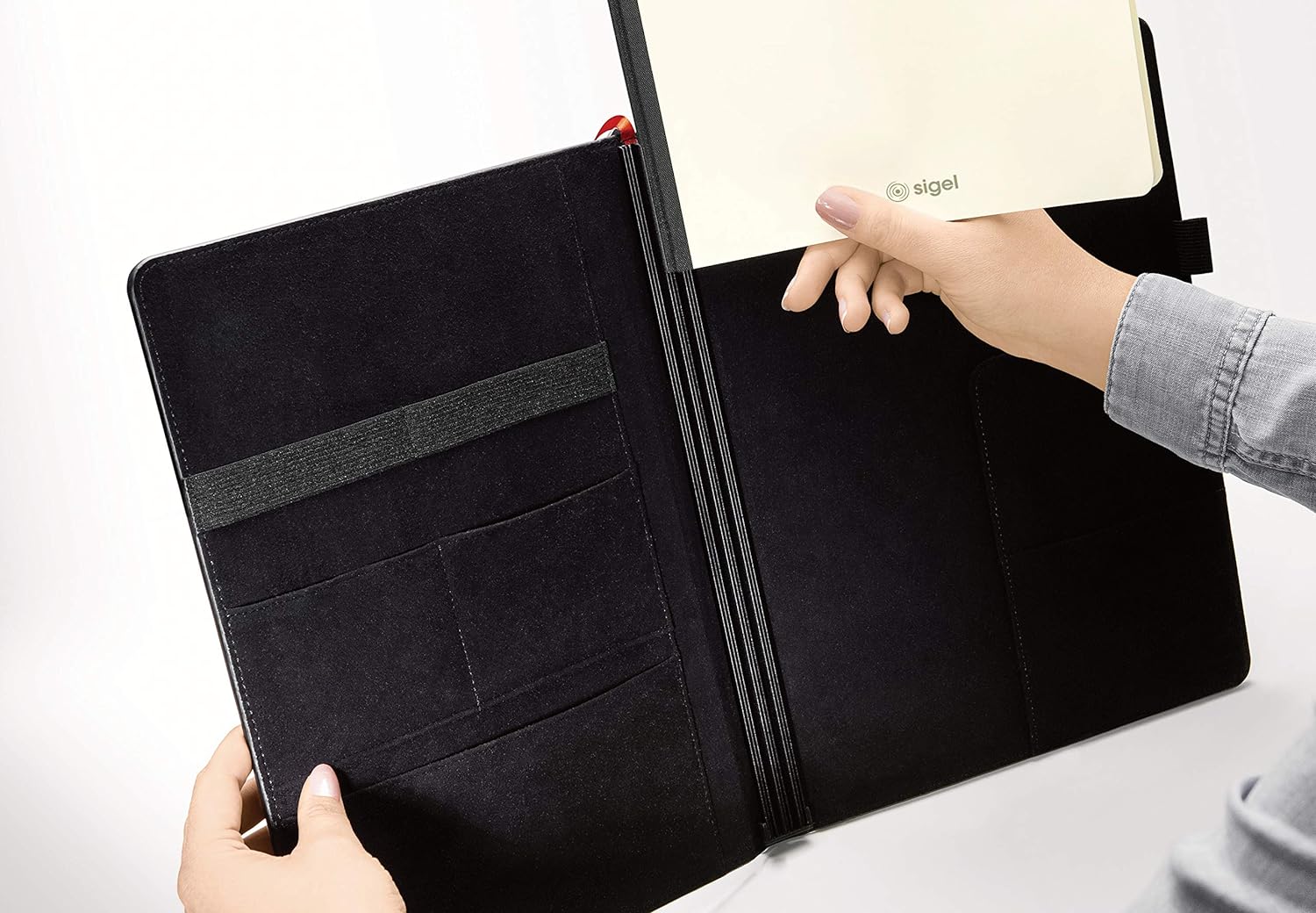 SIGEL CF132 Business Organiser with 3 booklets, 24.5x31x3 cm, faux leather, black - Conceptum flex approx. A4 lined organizer