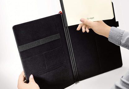 SIGEL CF132 Business Organiser with 3 booklets, 24.5x31x3 cm, faux leather, black - Conceptum flex approx. A4 lined organizer