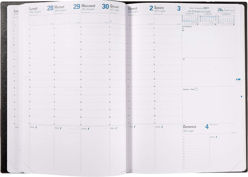 Quo Vadis Impala 024088Q Weekly Diary Planner A4 Format 21 x 29.7 cm, Black