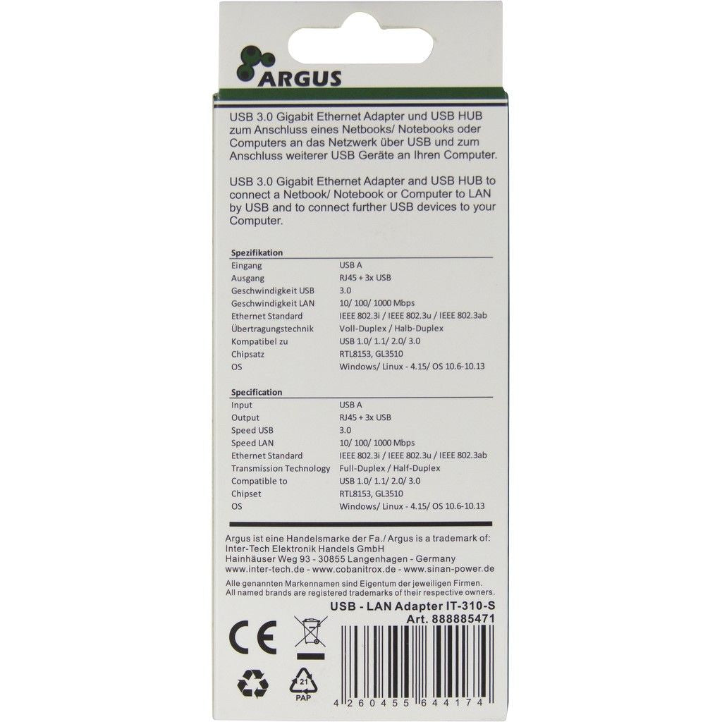 Inter-Tech Argus IT-310-S USB 3.2 Gen 1 (3.1 Gen 1) Type-A Grey