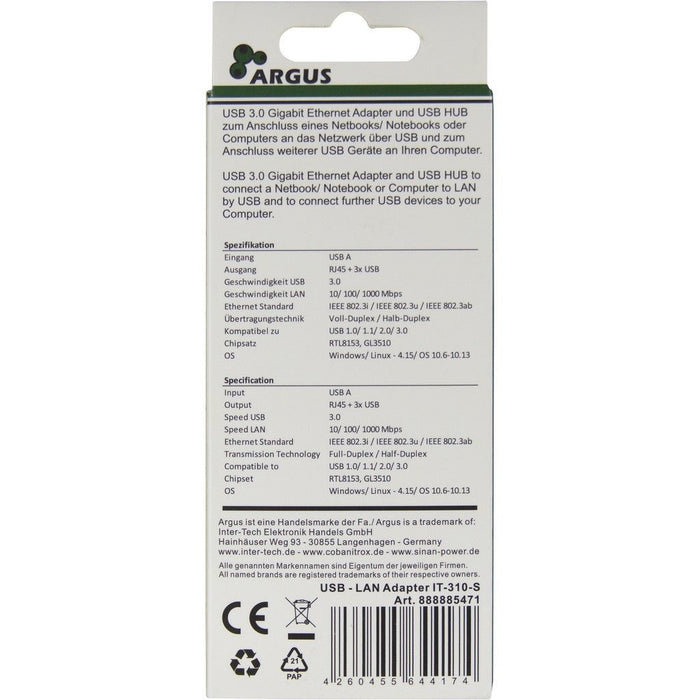 Inter-Tech Argus IT-310-S USB 3.2 Gen 1 (3.1 Gen 1) Type-A Grey