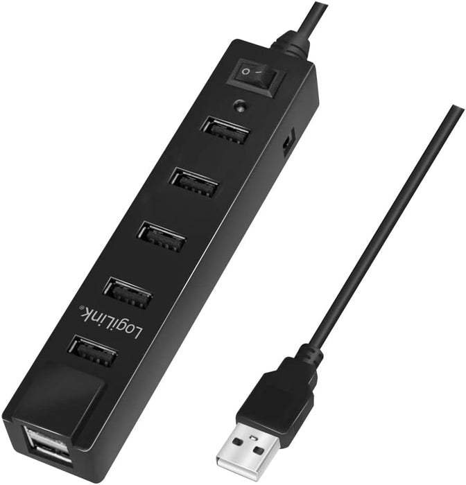 Logilink UA0112 USB Hub 7 USB 2.0 Ports Black