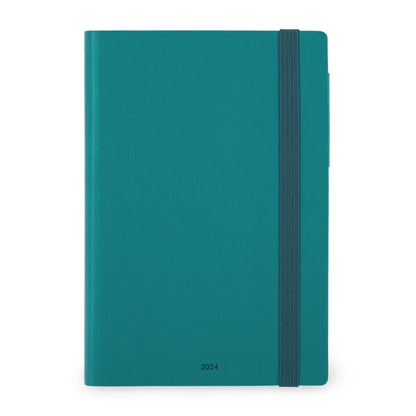 Legami - Medium Weekly Diary with Notebook, 12 Months, January 2024 December 2024, Week Detail on Left Page, Writing Space on Right Page, 12 x 18 cm, Malachite Green