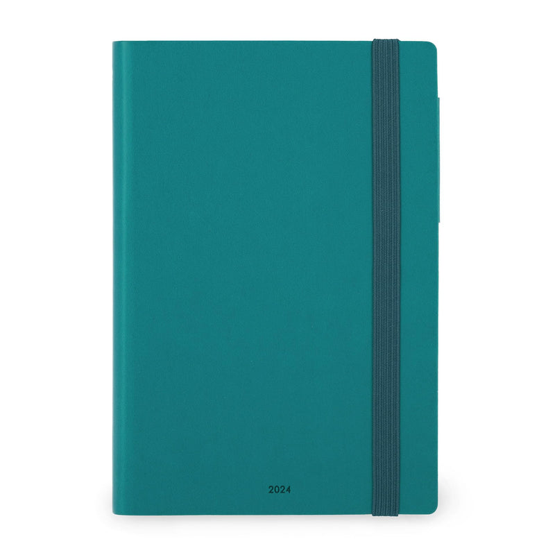 Legami - Medium Weekly Diary with Notebook, 12 Months, January 2024 December 2024, Week Detail on Left Page, Writing Space on Right Page, 12 x 18 cm, Malachite Green