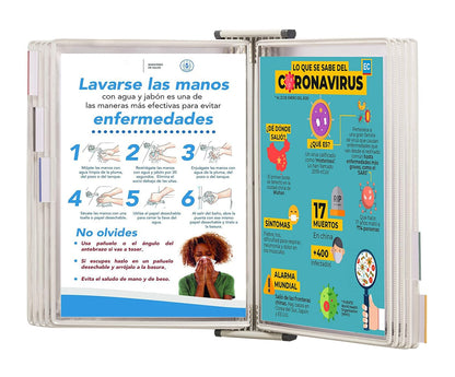 Tarifold Fr 414502- Sterifold Antimicrobial Wall Kit with 10 Swivel Pockets A4 Document Holder, White Frame