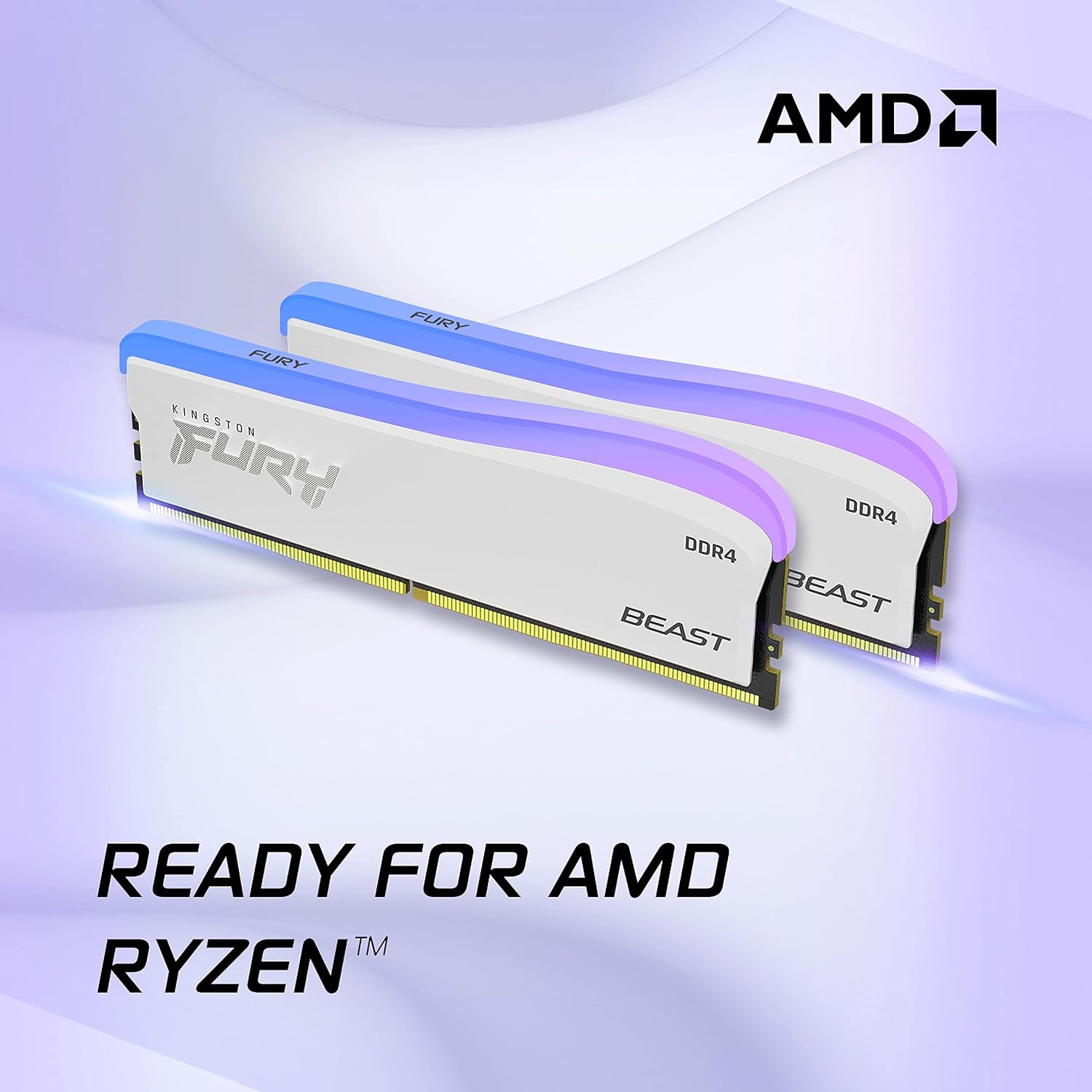 Kingston FURY Beast White RGB Special Edition 32GB 3200MT/s DDR4 CL16 DIMM Desktop Memory (Kit of 2) - KF432C16BWAK2/32 32GB(2x16GB) Kit of 2 3200 MT/s
