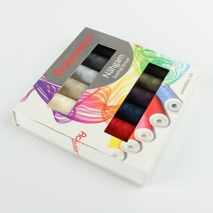 Ackermann Sewing Thread (12 Colours x 200 m) Universal Sewing Thread Colour Mix in 12 Colours in Thickness 120, Sewing Thread Set, Branded Thread