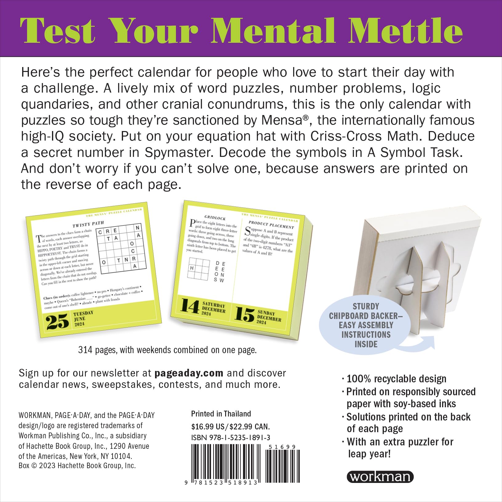 Mensa® 365 Brain Puzzlers Page-A-Day Calendar 2024