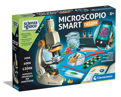 Clementoni Lab Smart Deluxe-Laboratory, Optical Children's Microscope, Science Experiments, Scientific Game 8 Years (Italian Version), 19310