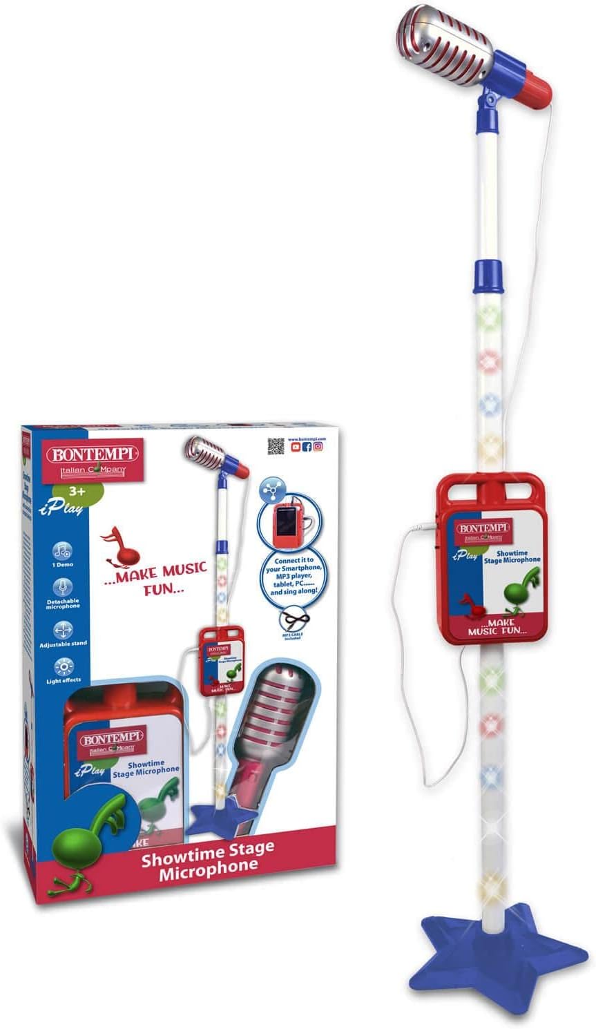 Bontempi 40 0810 Microfono Da Palcoscenico Con Connessione Mp3, Effetti Luminosi E Sonori