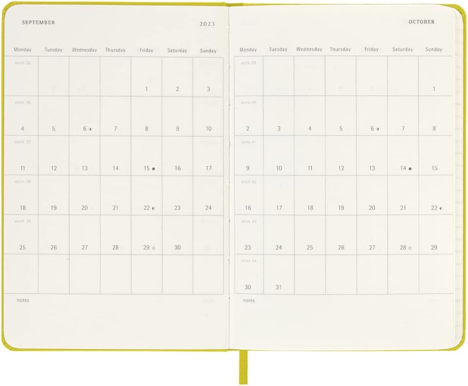 Moleskine Weekly Planner 2023, 12-Month Weekly Diary, Weekly Planner and Notebook, Hard Cover, Pocket Size 9 x 14 cm, Colour Hay Yellow Hard Pocket Hay Yellow