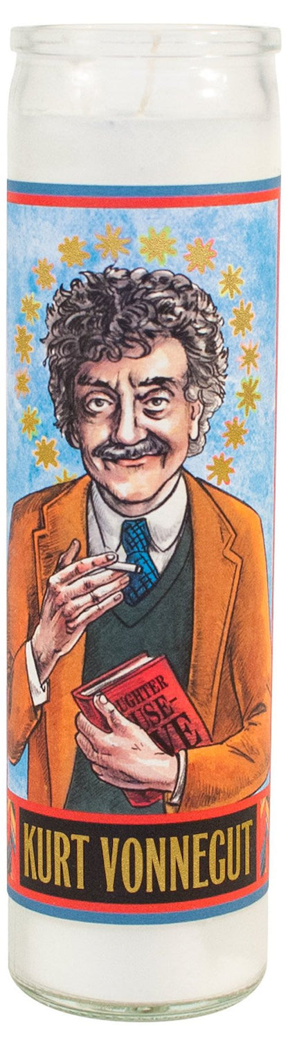 Kurt Vonnegut Secular Saint Candle - 8.5 Inch Glass Prayer Votive - [Dutch Import]