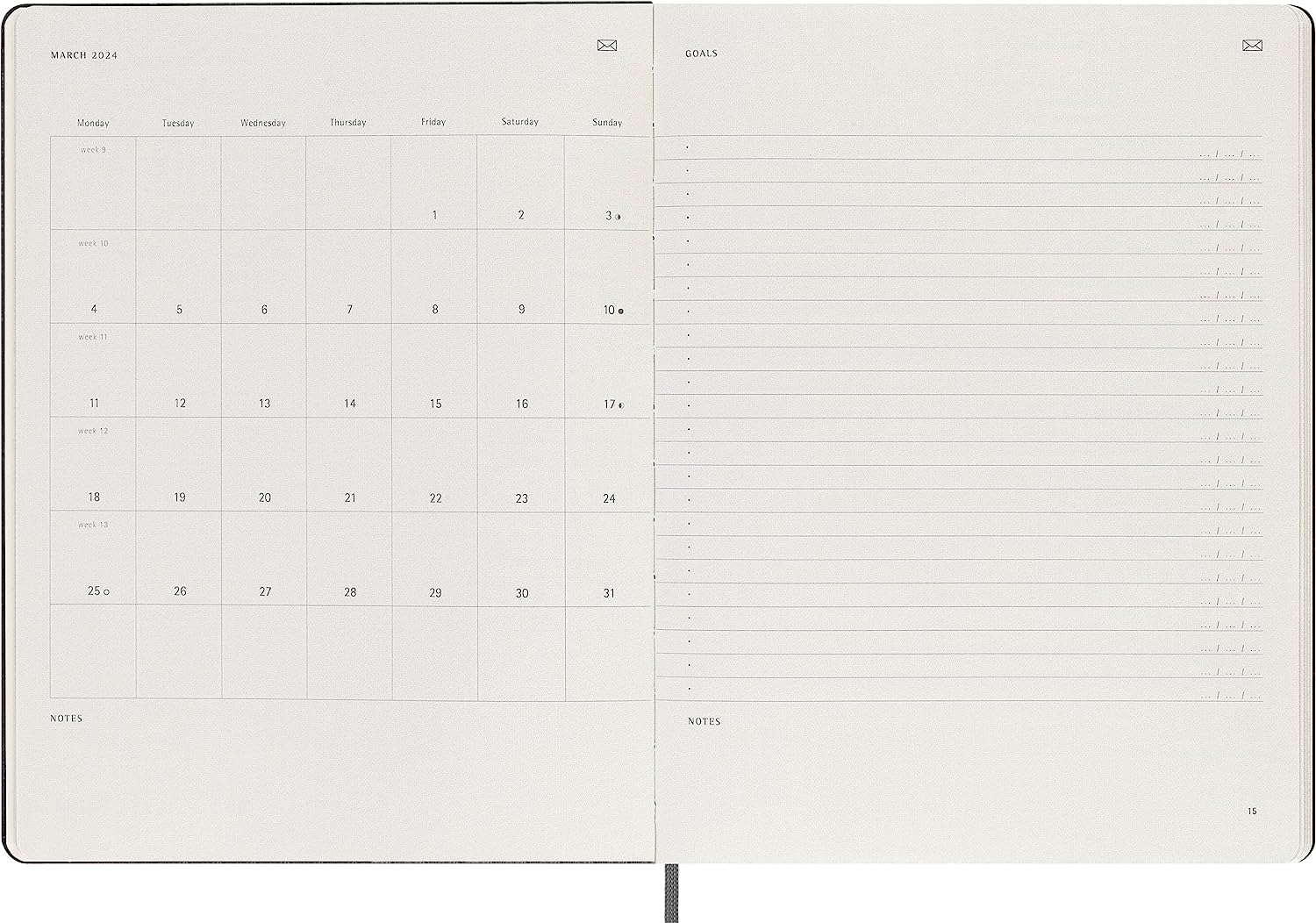 Moleskine 2024 Smart Pro Vertical Weekly Planner, 12M, Extra Large, Black, Hard Cover (7.5 x 10) PRO Weekly Vertical XL