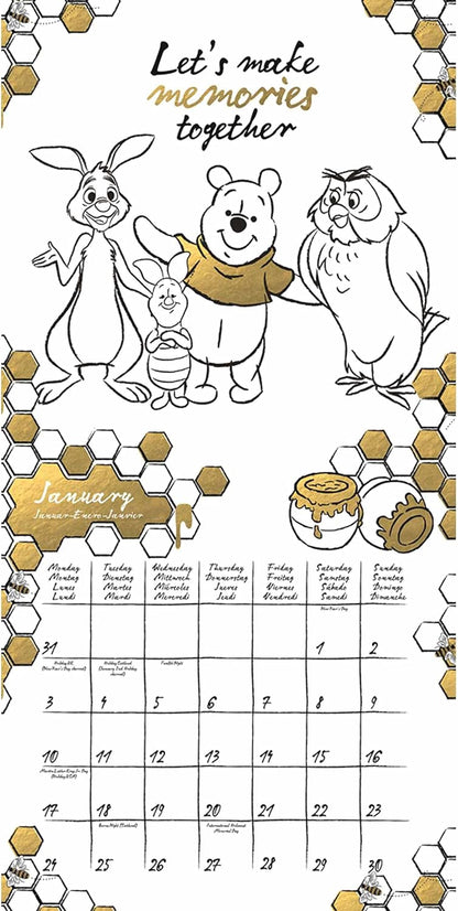 Disney Winnie The Pooh Calendar 2022 - Month to a View Planner 30cm x 30cm - Official Merchandise