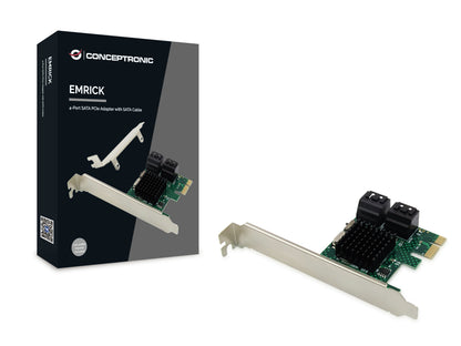 Conceptronic EMRICK 4-Port SATA PCIe Adapter with SATA Cable