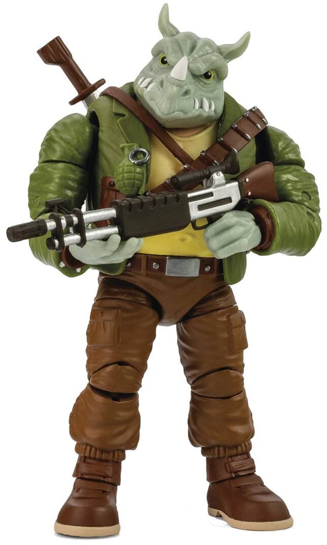 The Loyal Subjects BST AXN Teenage Mutant Ninja Turtles Rocksteady 5" Action Figure with Accessories, Multicolored