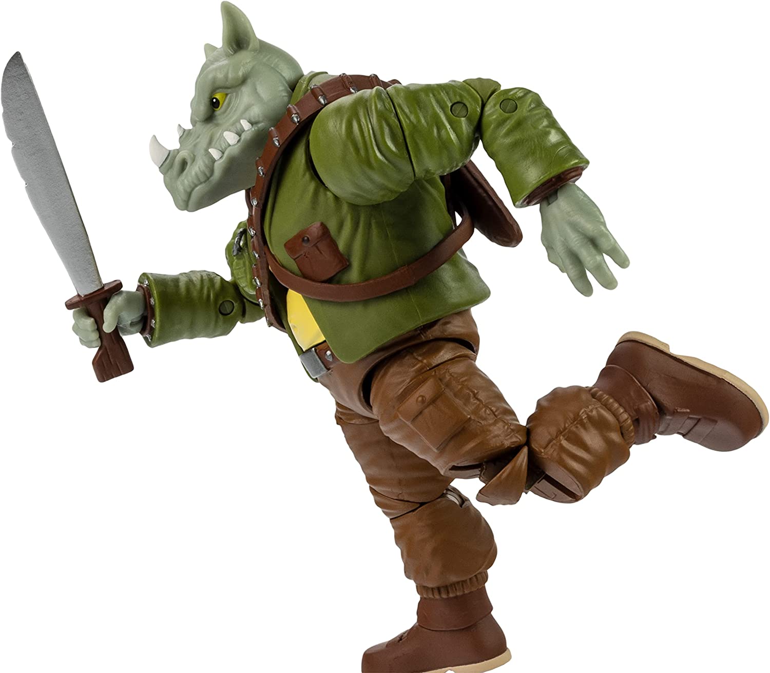 The Loyal Subjects BST AXN Teenage Mutant Ninja Turtles Rocksteady 5" Action Figure with Accessories, Multicolored