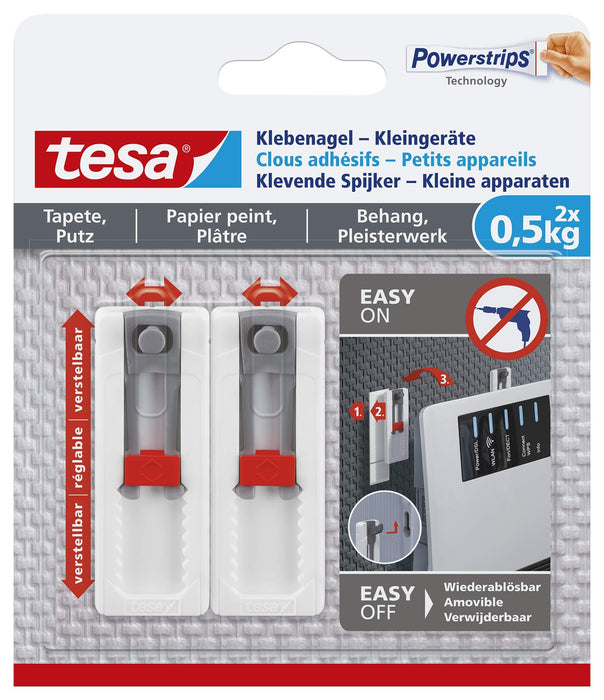 tesa 77782-00000-00 Klebenägel Tapeten & Putz, White, 0.5 kg