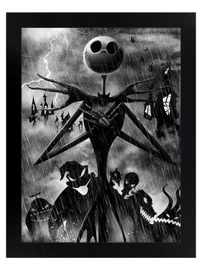 Pyramid International Nightmare Before Christmas (Jack Storm) Framed Print Memorabilia, Multi-Colour, 30 x 40 x 1.3 cm