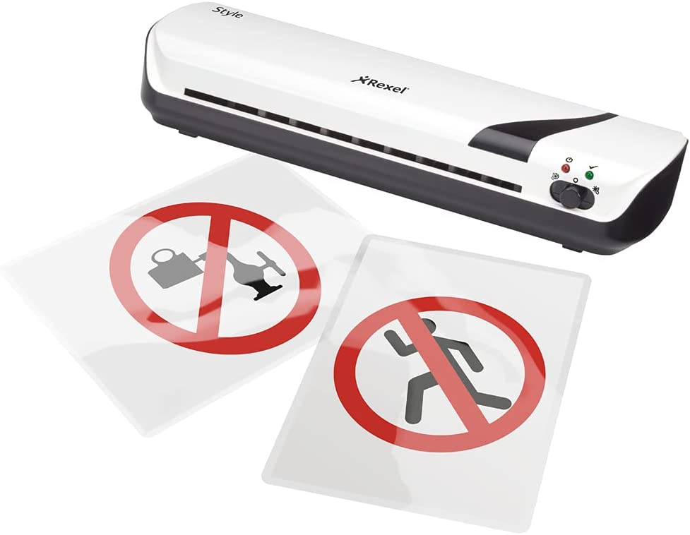 GBC Inspire+/Rexel Style A4 Laminator, Laminating Machine with Starter Pack of Pouches, White (2104511
