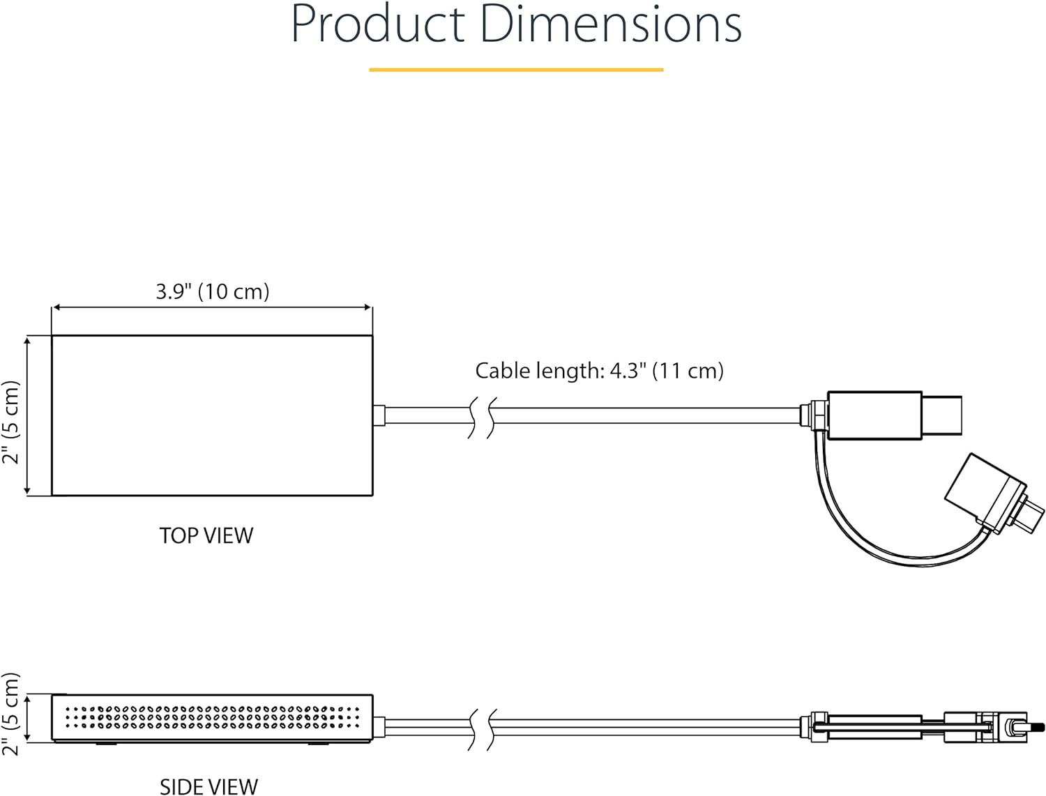 StarTech.com USB 3.0 or USB-C to Dual HDMI Adapter for Windows & macOS, 2x HDMI Displays (1x 4K30Hz, 1x 1080p), Integrated USB-A to C Dongle, 4in/11cm Cable (107B-USB-HDMI