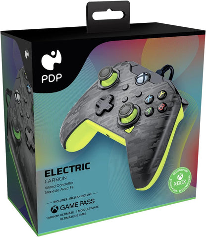 PDP Wired Video Game Controller Electric Carbon for Xbox Series X|S, Gamepad, Xbox One, Officially Licensed