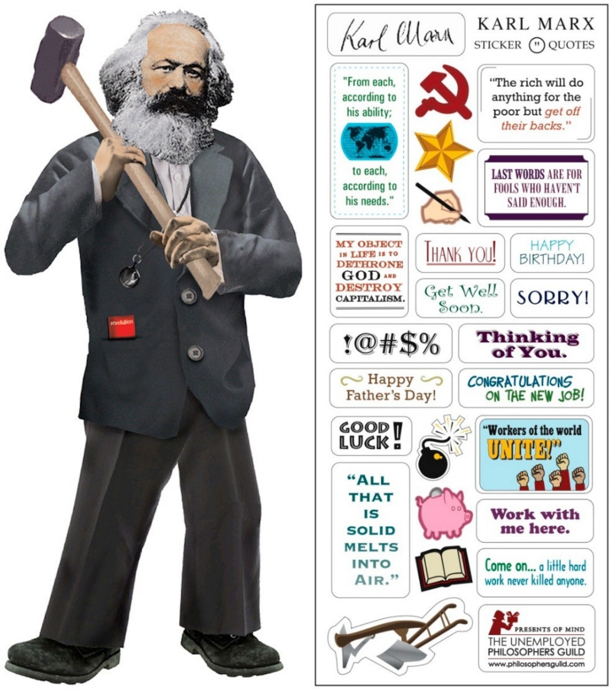 Karl Marx: cards and labels in English