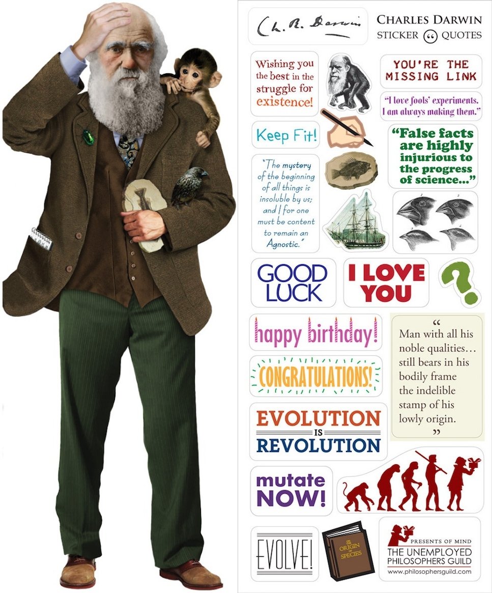 Unemployed Philosophers Guild Charles Darwin Quotable Notable Sticker Quotes Greeting Card