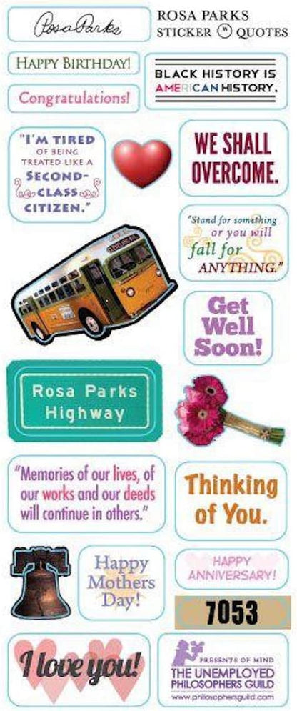 Rosa Parks Quotable Notable - Die Cut Silhouette Greeting Card and Sticker Sheet