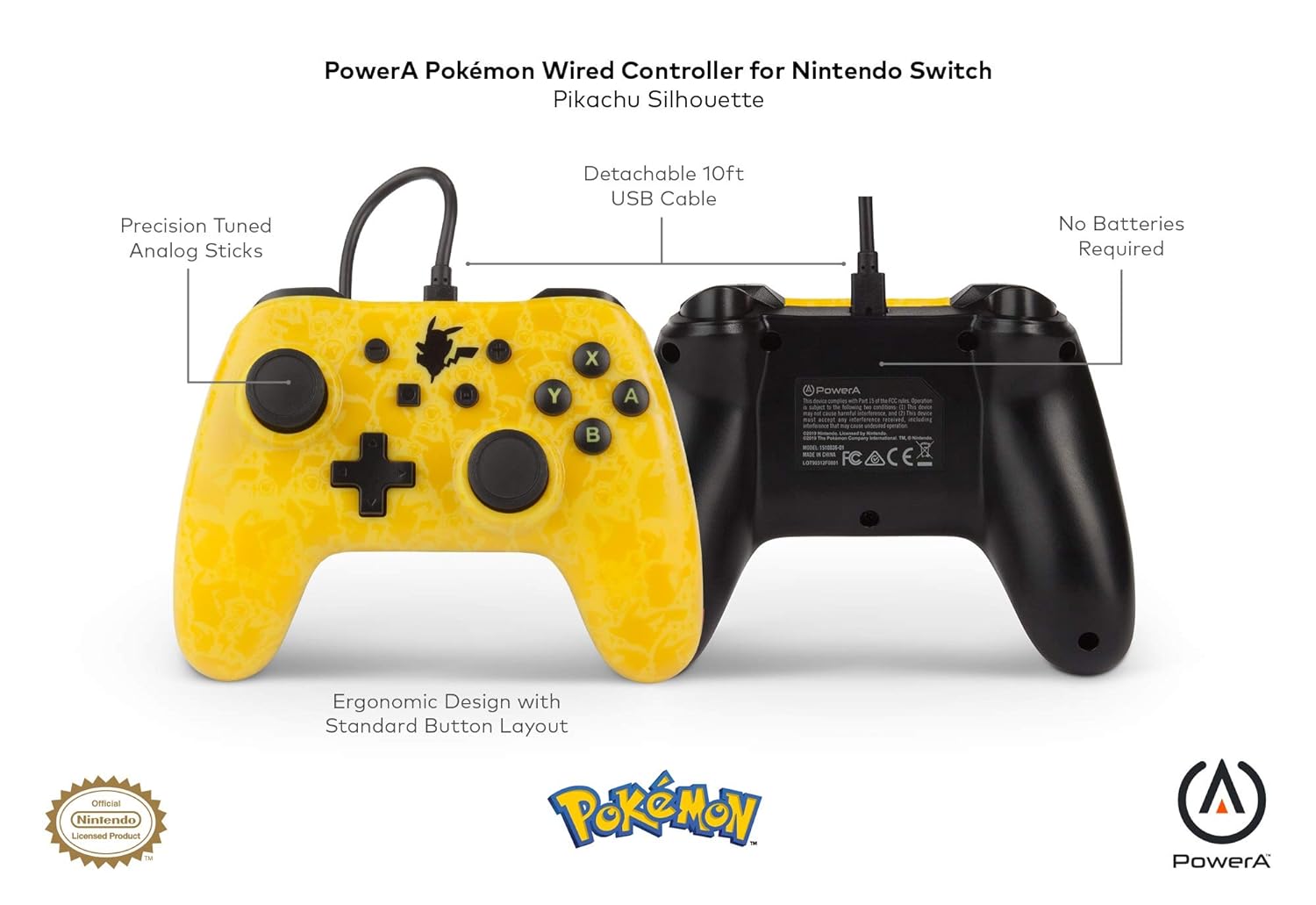 PowerA Wired Controller for Nintendo Switch - Pokémon: Pikachu Silhouette