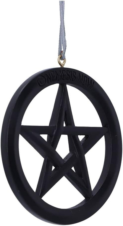 Nemesis Now Powered by Witchcraft Hanging Ornament 7cm, Black, Exclusive Pentagram Witchcraft Design, Halloween and Christmas Decoration, Cast in the Finest Resin, Expertly Hand-Painted