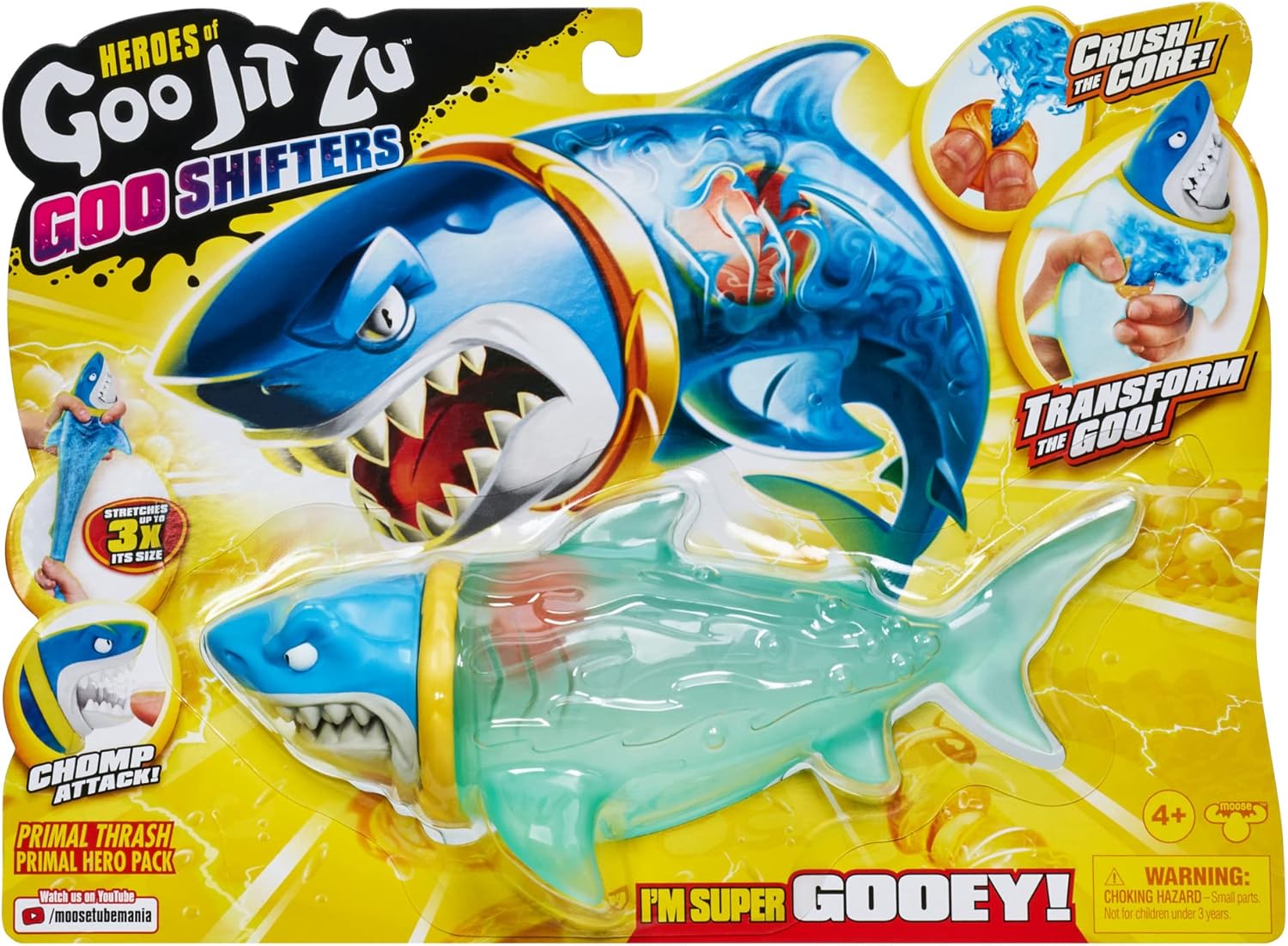Heroes of Goo Jit Zu Goo Shifters Primal Thrash Hero Pack, Super Stretchy, Super Squishy Goo Filled Toy with a unique Goo Transformation
