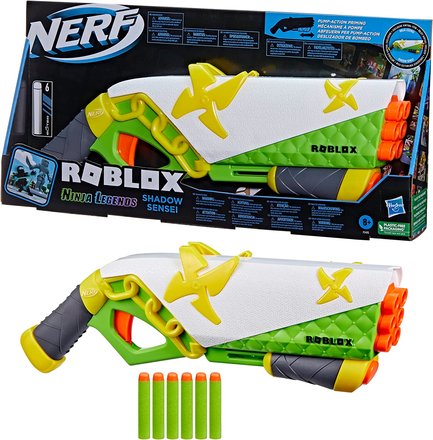 Nerf Roblox Ninja Legends: Shadow Sensei Dart Blaster, Code to Redeem Exclusive Virtual Item, 6 Elite Darts