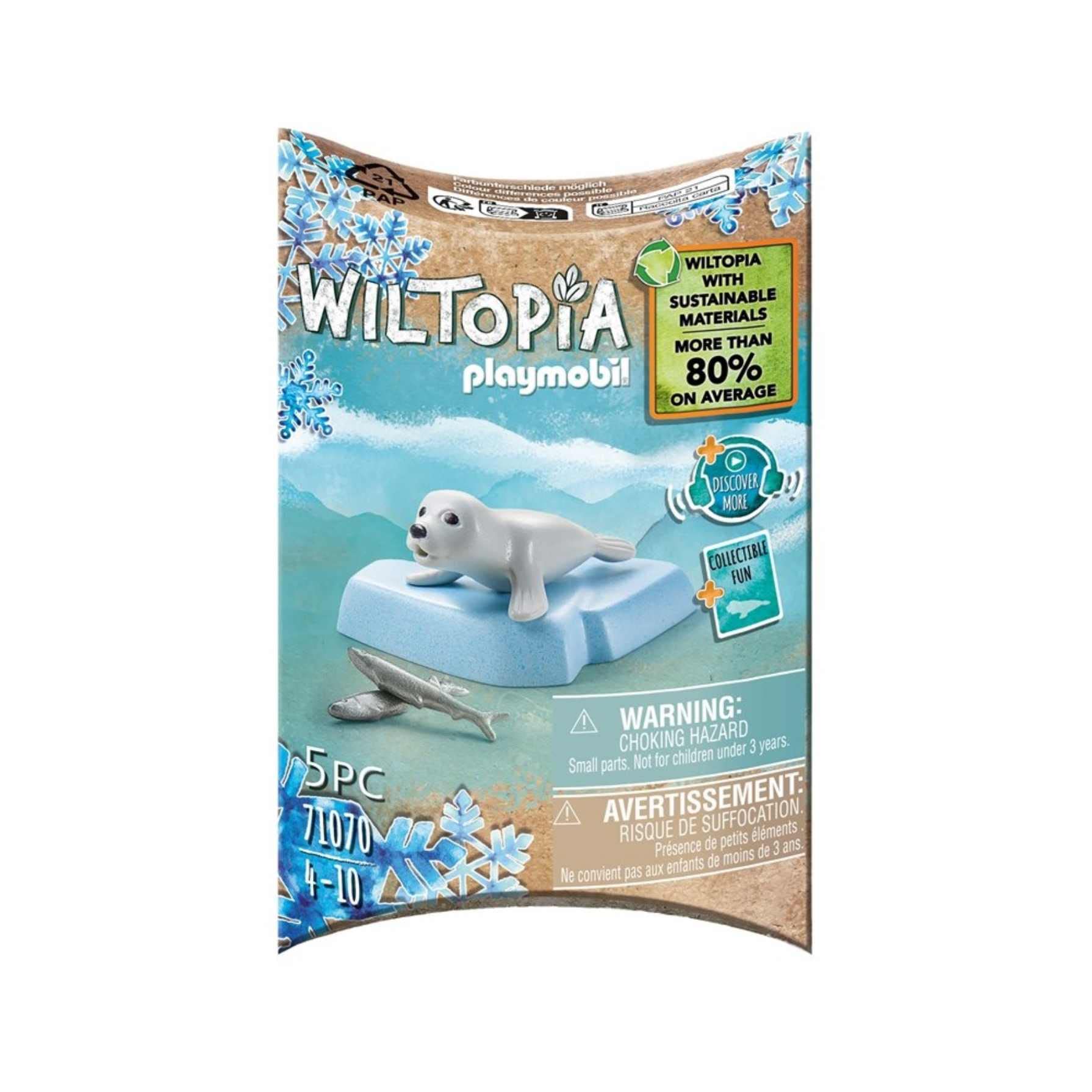 Playmobil 71070 Wiltopia Seal, Animal toy,for children 4-10, sustainable toy animals, Seal toy, Collectible toy for kids, made form 80% recycled material, sea animale toys for kids