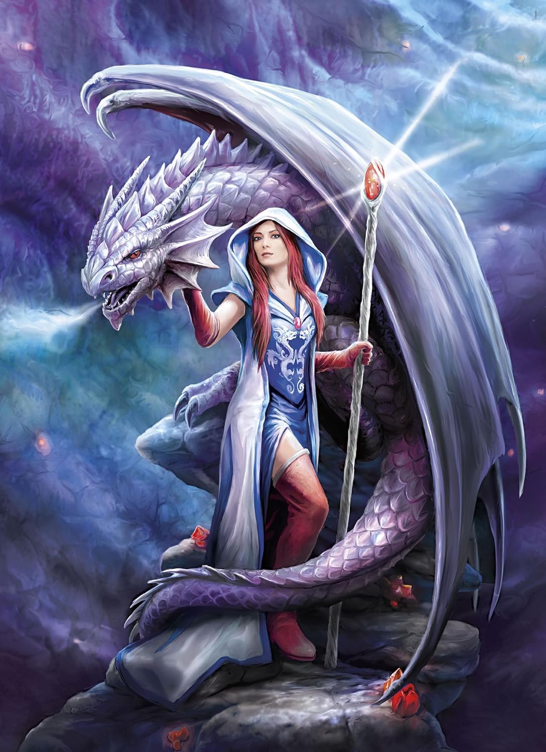 Clementoni - Puzzle 1000 piezas Fantasy Dragón mágico, Anne Stokes, puzzle adulto vertical Fantasy Dragones (39525
