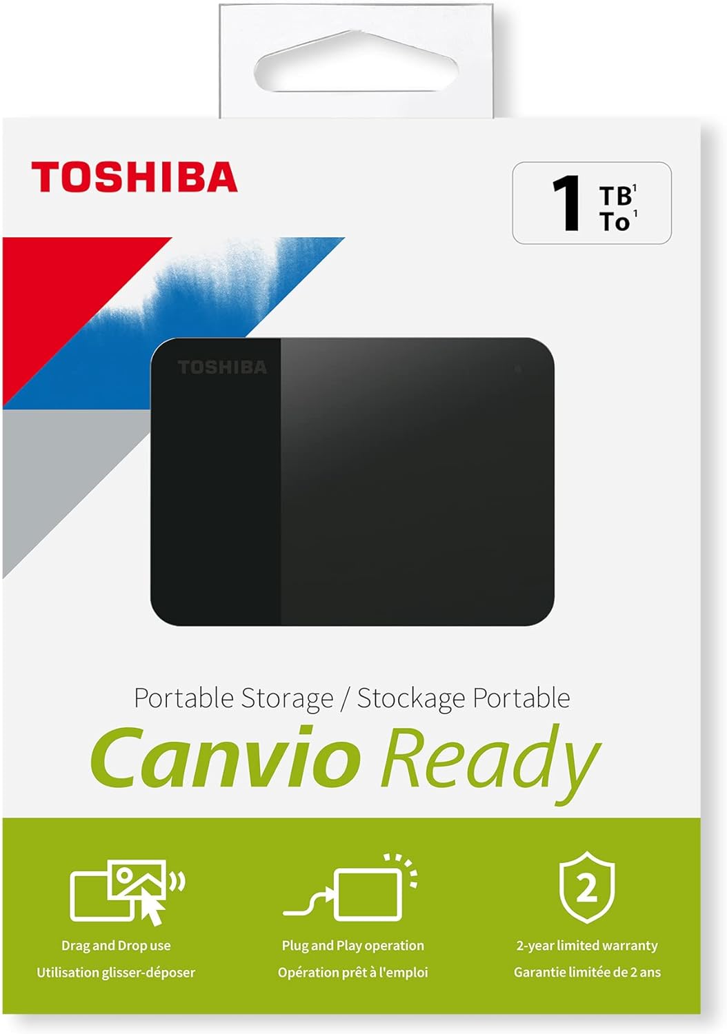 Toshiba 1TB Canvio Ready – 2.5 inch Portable External Hard Drive with SuperSpeed USB 3.2 Gen 1, Compatible with Microsoft Windows 7, 8 and 10, Black (HDTP310EK3AA