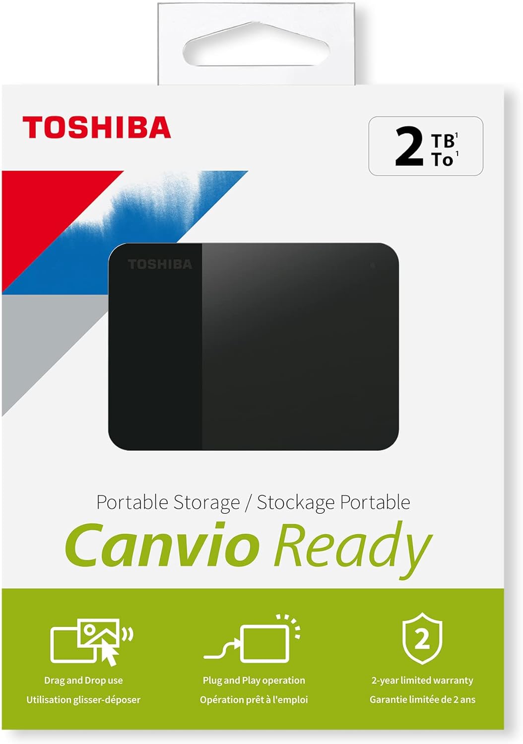 Toshiba 2TB Canvio Ready – 2.5 inch Portable External Hard Drive with SuperSpeed USB 3.2 Gen 1, Compatible with Microsoft Windows 7, 8 and 10, Black (HDTP320EK3AA