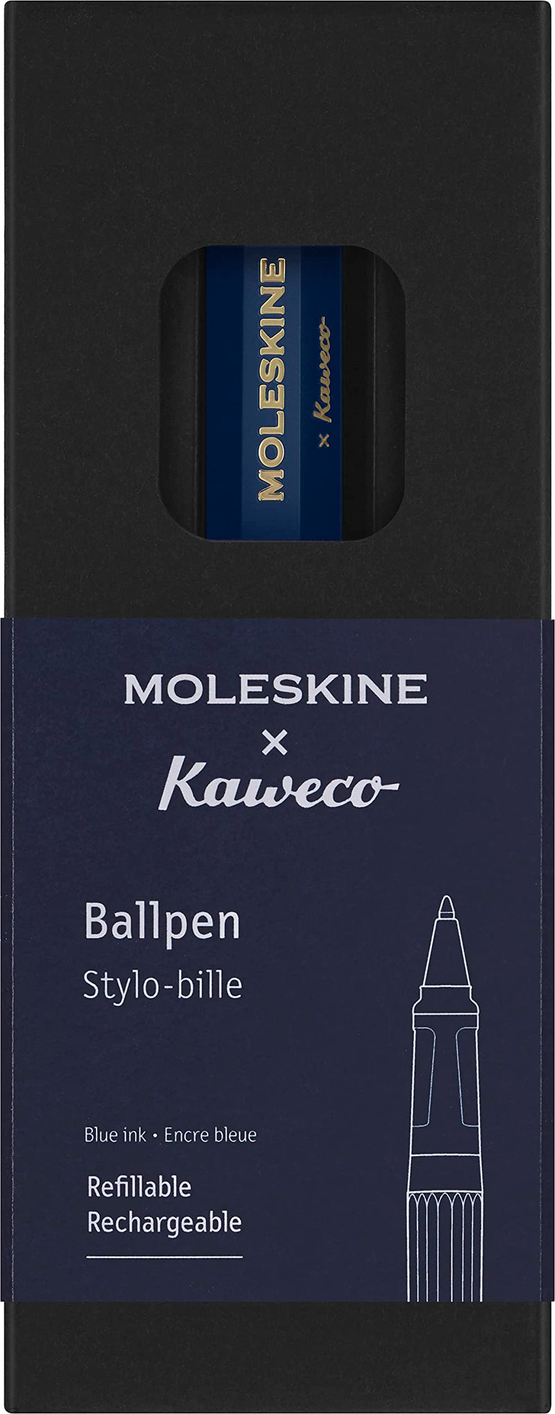 Moleskine x Kaweco Ballpen Refillable Pen in ABS plastic for Writers, Note-takers, Refill 1.0 mm with Blue Ink Included, Color Blue