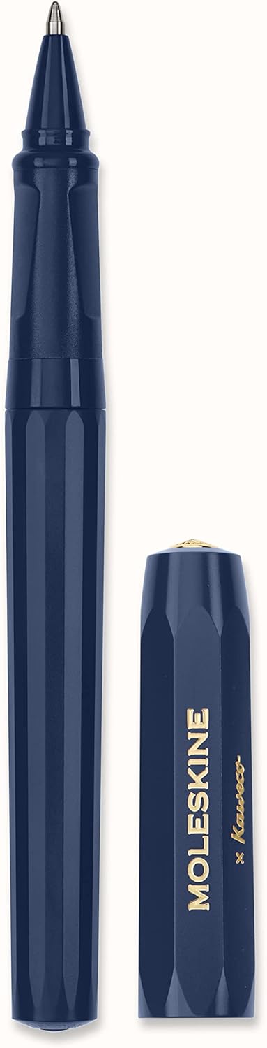 Moleskine x Kaweco Ballpen Refillable Pen in ABS plastic for Writers, Note-takers, Refill 1.0 mm with Blue Ink Included, Color Blue
