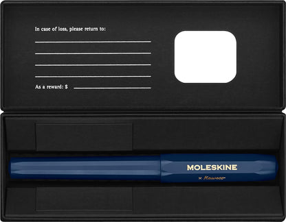 Moleskine x Kaweco Ballpen Refillable Pen in ABS plastic for Writers, Note-takers, Refill 1.0 mm with Blue Ink Included, Color Blue