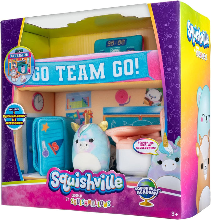 Squishville SQM0325 Deluxe Academy Playscene-Include 2-Inch Plush Accessories-Toys for Kids, Multi, Play Scene