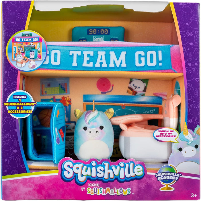 Squishville SQM0325 Deluxe Academy Playscene-Include 2-Inch Plush Accessories-Toys for Kids, Multi, Play Scene