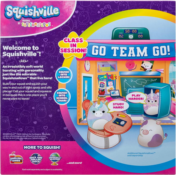 Squishville SQM0325 Deluxe Academy Playscene-Include 2-Inch Plush Accessories-Toys for Kids, Multi, Play Scene