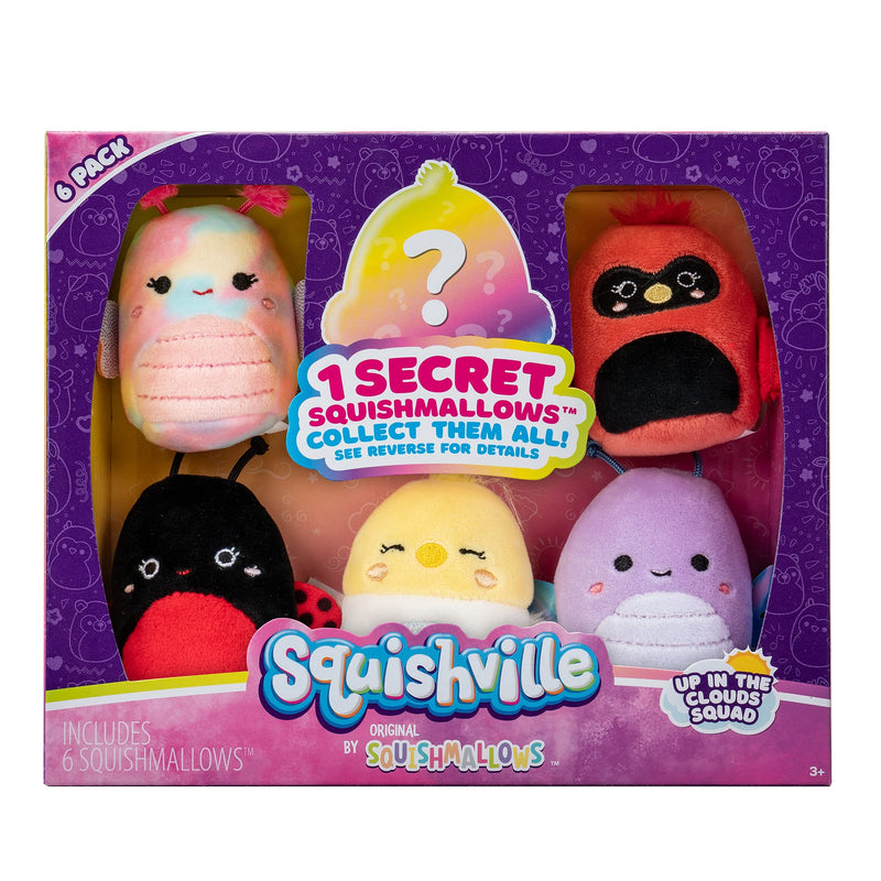 Squishville SQM0331 Pack of 6 Flying Clouds Squad Six 2-Inch Plush-Toys for Kids