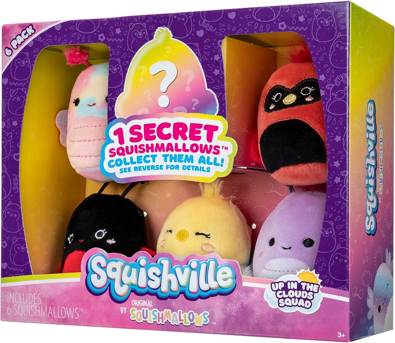 Squishville SQM0331 Pack of 6 Flying Clouds Squad Six 2-Inch Plush-Toys for Kids